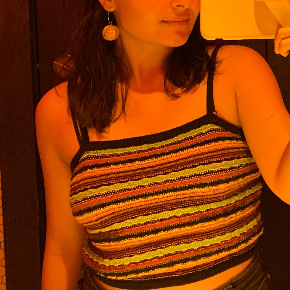 Funky multicolored knitted crop top